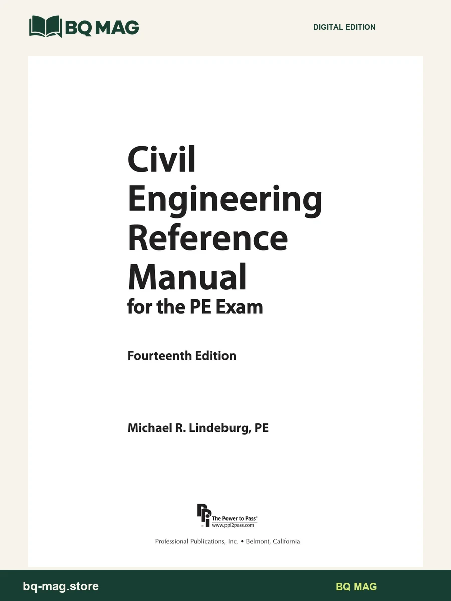 Civil Engineering Reference Manual for the PE Exam — 14th Edition — BQ MAG cover